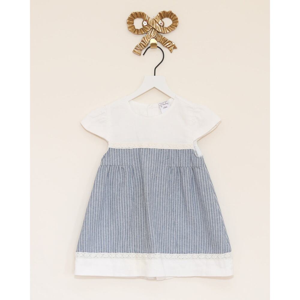 Newness Pinstripe Baby Dress with Crochet Trim / 18-24 months